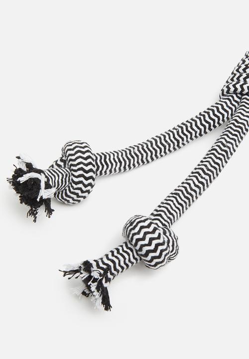 Pet Collection - Double rope double knot toy - black & white