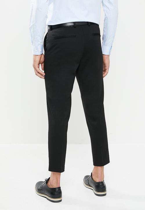 Selected Homme - Jersey tapered cropped pants - black