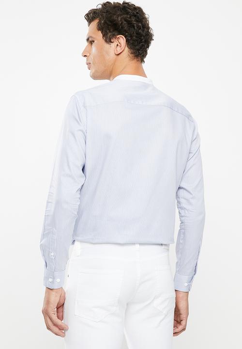 Selected Homme - Contrast slim fit shirt - white & blue 