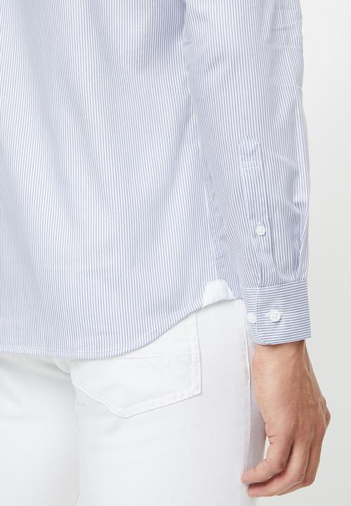 Selected Homme - Contrast slim fit shirt - white & blue 
