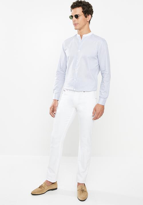 Selected Homme - Contrast slim fit shirt - white & blue 