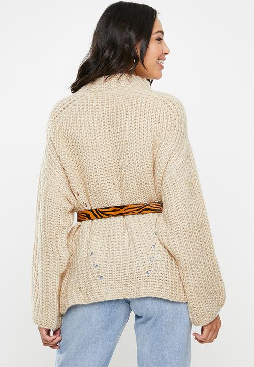 Missguided - Chunky grown on neck jumper - beige