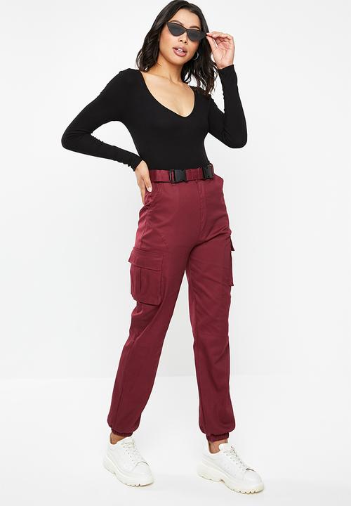 Missguided - V-neck ribbed bodysuit - black