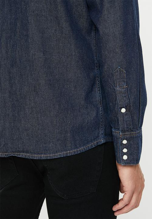 Wrangler - Denim regular fit long sleeve shirt - blue