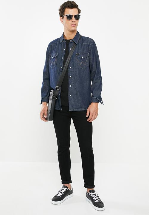 Wrangler - Denim regular fit long sleeve shirt - blue