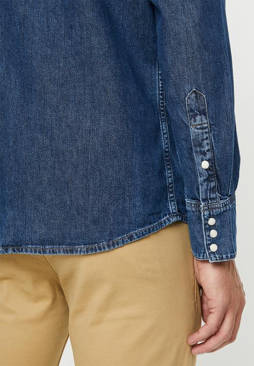 Wrangler - Denim regular fit long sleeve shirt - blue