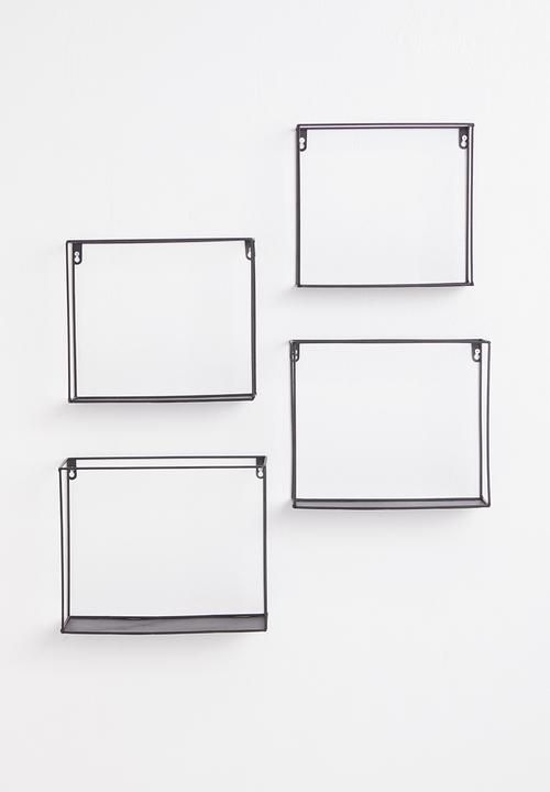H&S - Metal wall shelf set of 4 - black