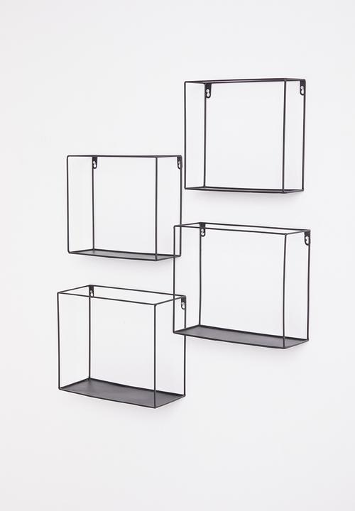 H&S - Metal wall shelf set of 4 - black