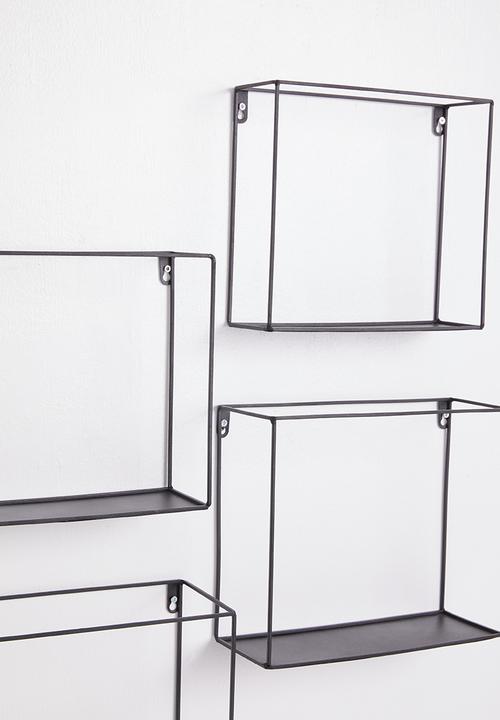 H&S - Metal wall shelf set of 4 - black