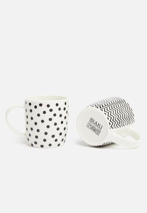 SIAKI - Whimsy mug set of 4 - black & white