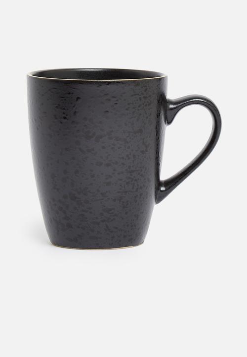 Excellent Houseware - Gold rimmed mug set of 4 - black