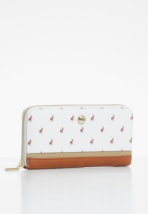 POLO - Heritage zip around purse - white