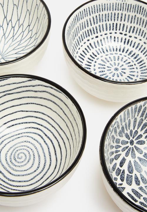 Excellent Houseware - Whimsy bowl set of 4 - black & white