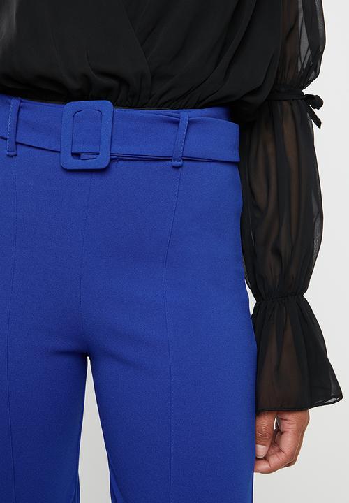 Missguided - Self fabric belted cigarette pants - blue