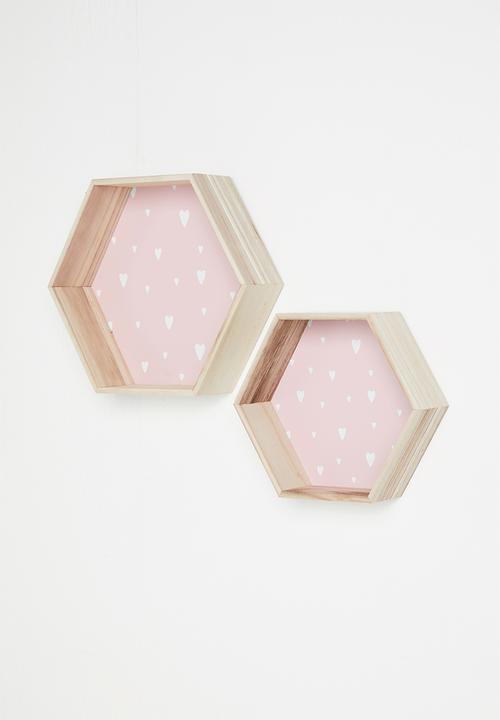 H&S - Hexagon shelf set of 2 - pink