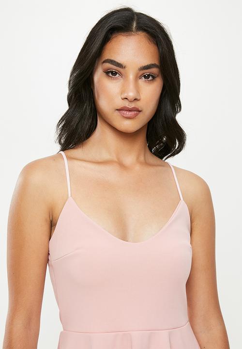 Missguided - Petite strappy scuba skater dress - pink 