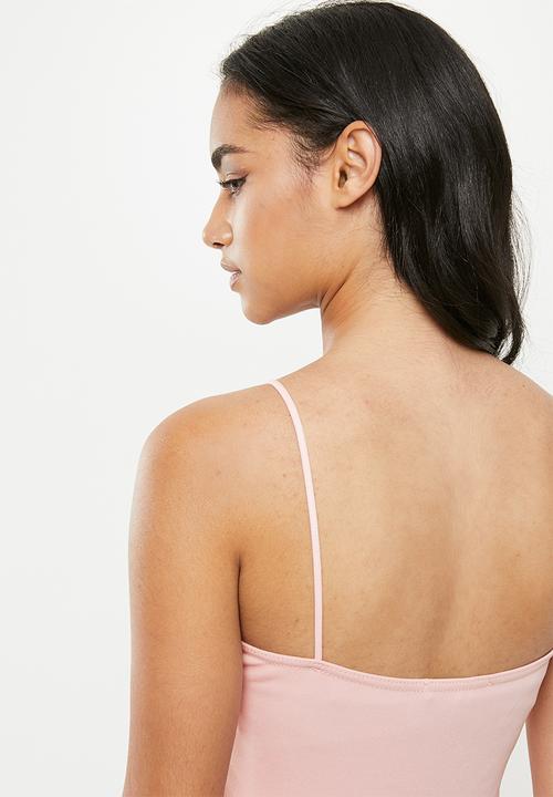 Missguided - Petite strappy scuba skater dress - pink 