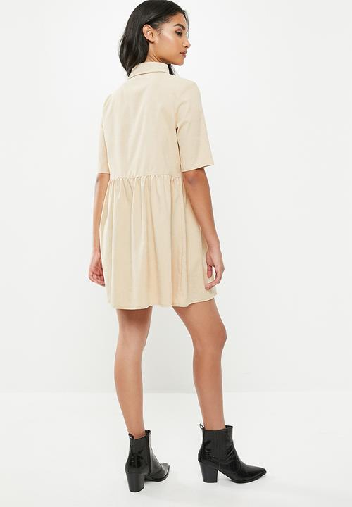 Missguided - Petite cord smock shirt dress - neutral