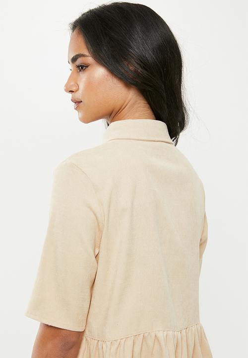 Missguided - Petite cord smock shirt dress - neutral