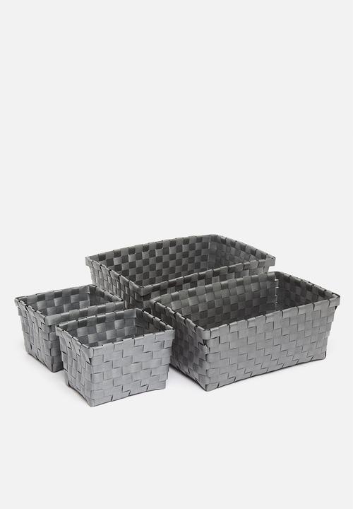 H&S - Kids storage basket set of 4 - charcoal