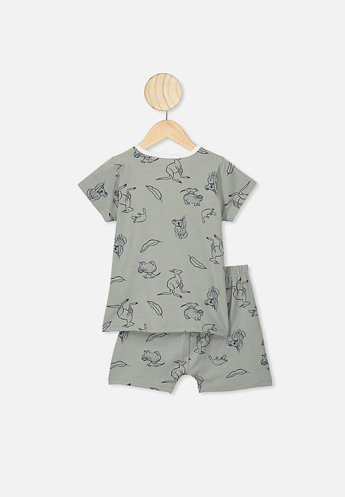 Cotton On - Hudson short sleeve pj set - silver sage