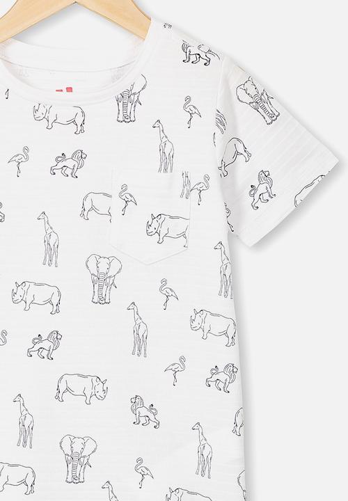 Cotton On - Louis short sleeve texture tee - safari animals