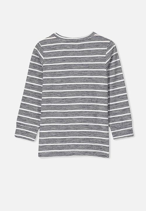 Cotton On - Core long sleeve tee - navy & white 