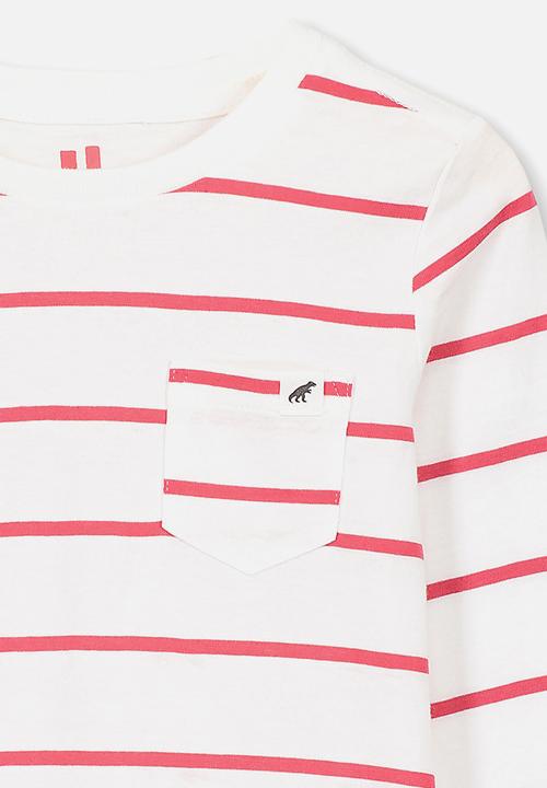 Cotton On - Core long sleeve tee - red & white 