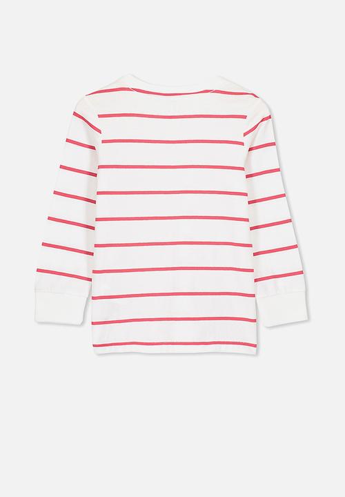 Cotton On - Core long sleeve tee - red & white 