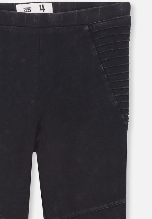 Cotton On - Huggie tights - black wash/moto panels