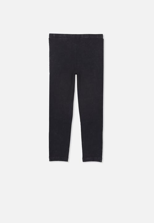 Cotton On - Huggie tights - black wash/moto panels