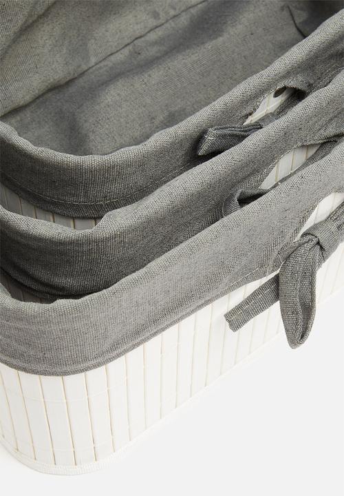 H&S - Bamboo box storage set of 3 - white & grey