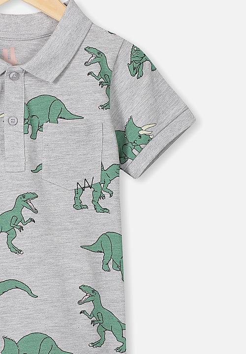 Cotton On - Kendricks polo - summer grey marle/green dinos