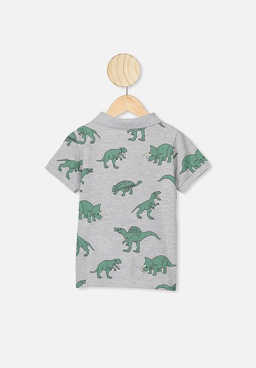 Cotton On - Kendricks polo - summer grey marle/green dinos