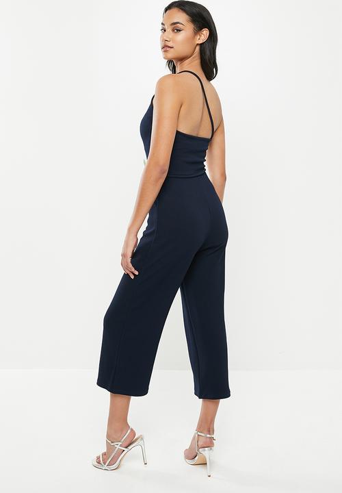 Missguided - Petite one shoulder jumpsuit - navy