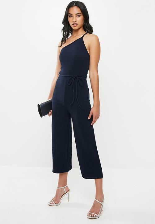 Missguided - Petite one shoulder jumpsuit - navy
