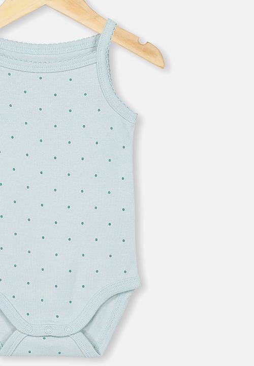 Cotton On - Picot trim singlet bubbysuit - blue