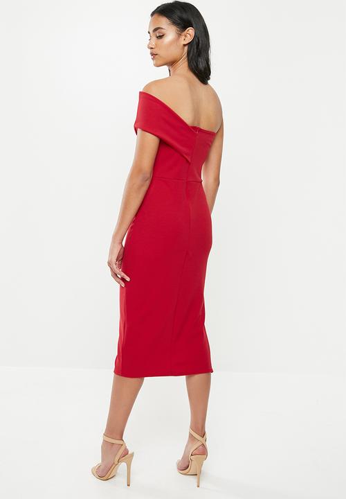 Missguided - Petite one shoulder midi dress - red