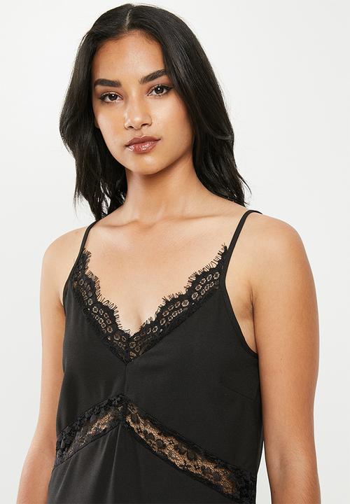 Missguided - Petite lace insert cami dress - black