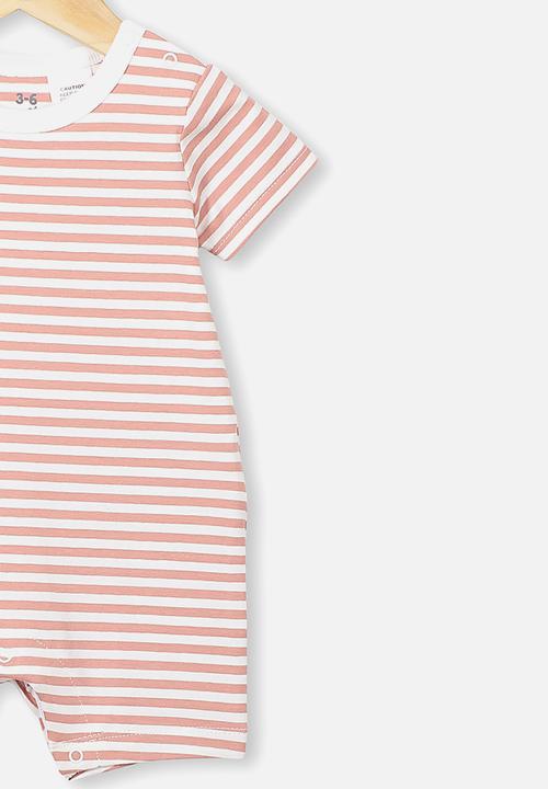 Cotton On - The short sleeve romper - white & pink 