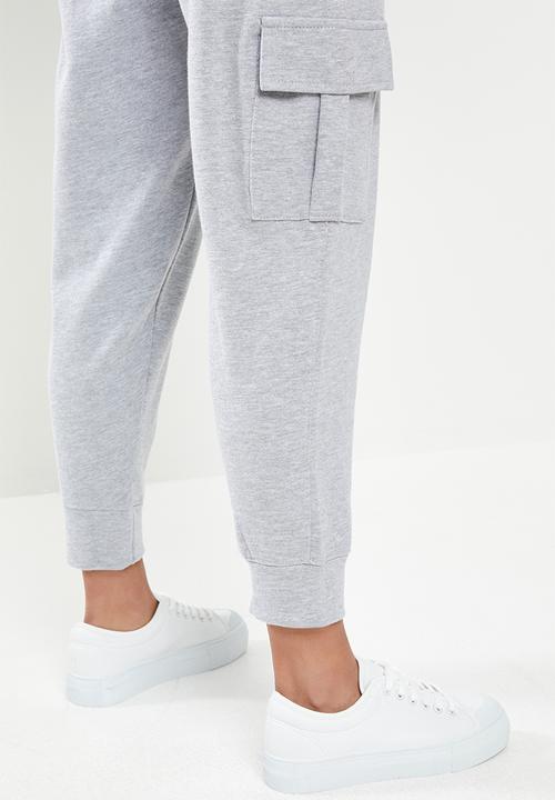 Missguided - Petite premium loopback cargo trackpants - grey