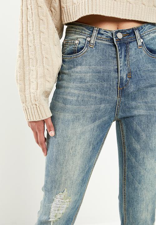 Missguided - Petite sinner high waisted jeans - blue