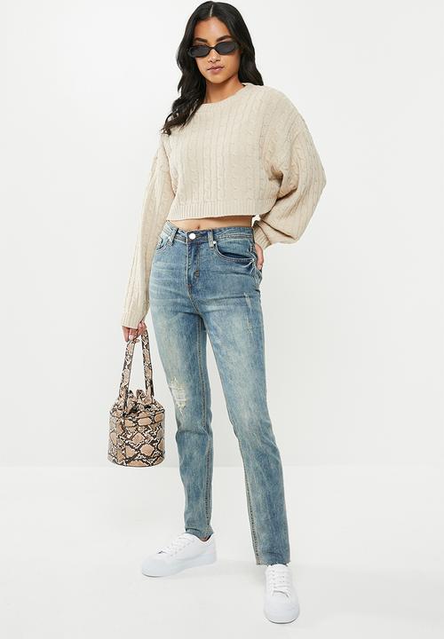 Missguided - Petite sinner high waisted jeans - blue