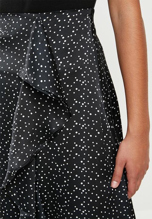 Missguided - Petite polka dot midi skirt - black