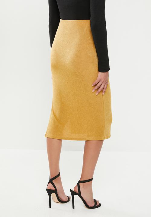 Missguided - Petite slinky slip midi skirt - mustard