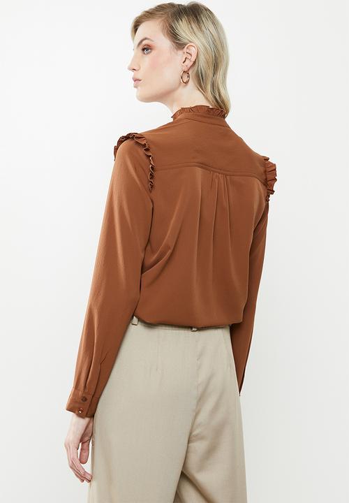 Vero Moda - Fatima long sleeve shirt - brown