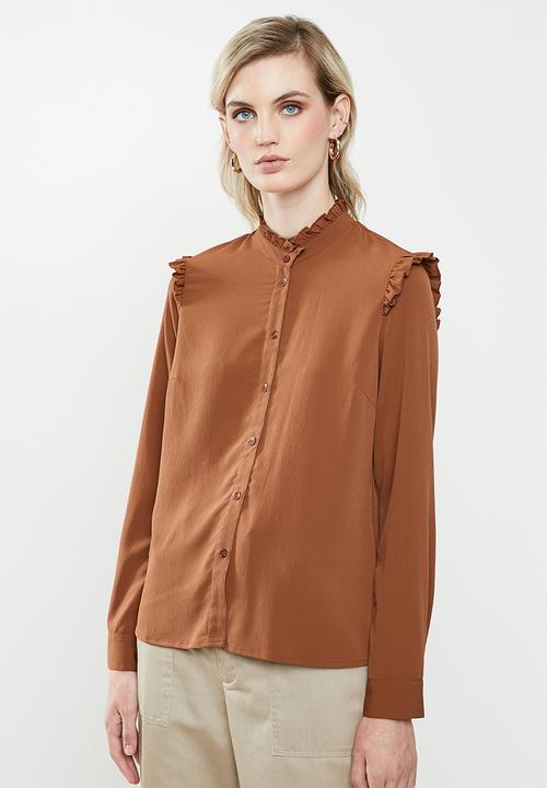 Vero Moda - Fatima long sleeve shirt - brown
