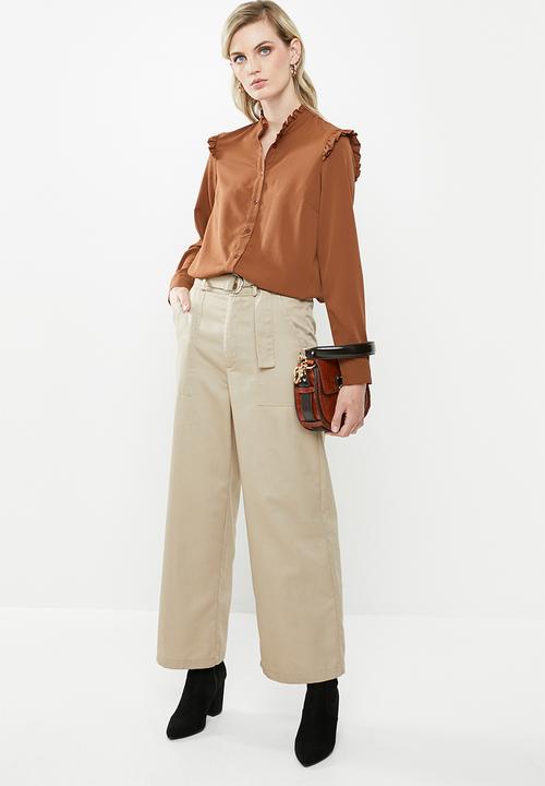 Vero Moda - Fatima long sleeve shirt - brown