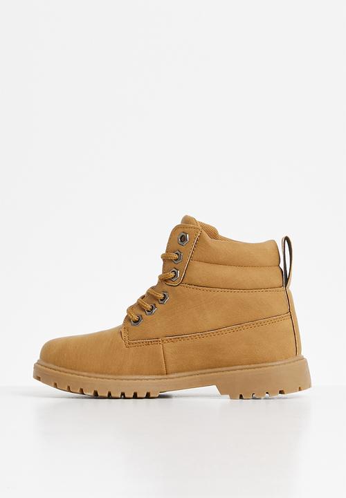 Rebel Republic - Teen boys lace up boot - tan