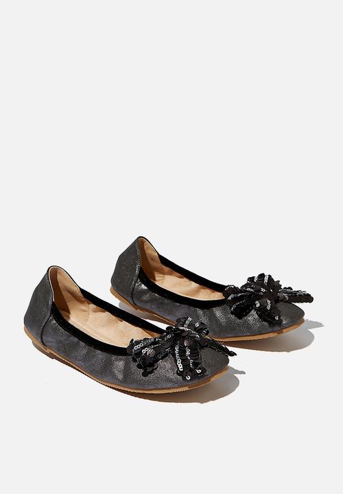 Cotton On - Primo ballet flat - metallic black bow